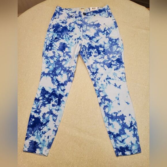 Style & Co. Blue White Corduroy Tie Dye Skinny Jeans in Size 8P - Picture 1 of 10